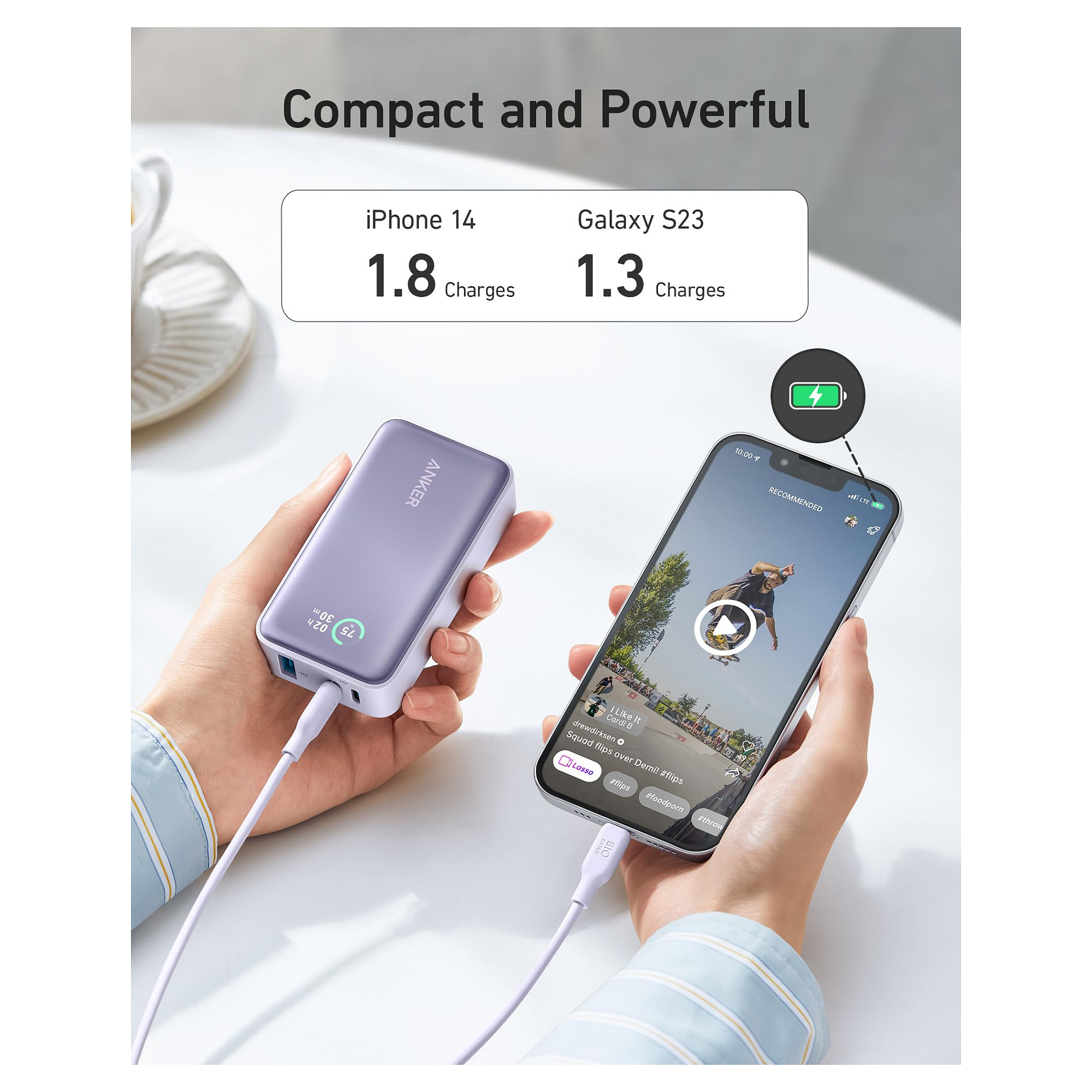 Prijenosna baterija ANKER 533 PowerCore 10K (10.000mAh, 30W PD, 2xUSB-C, 1xUSB-A), crna-5
