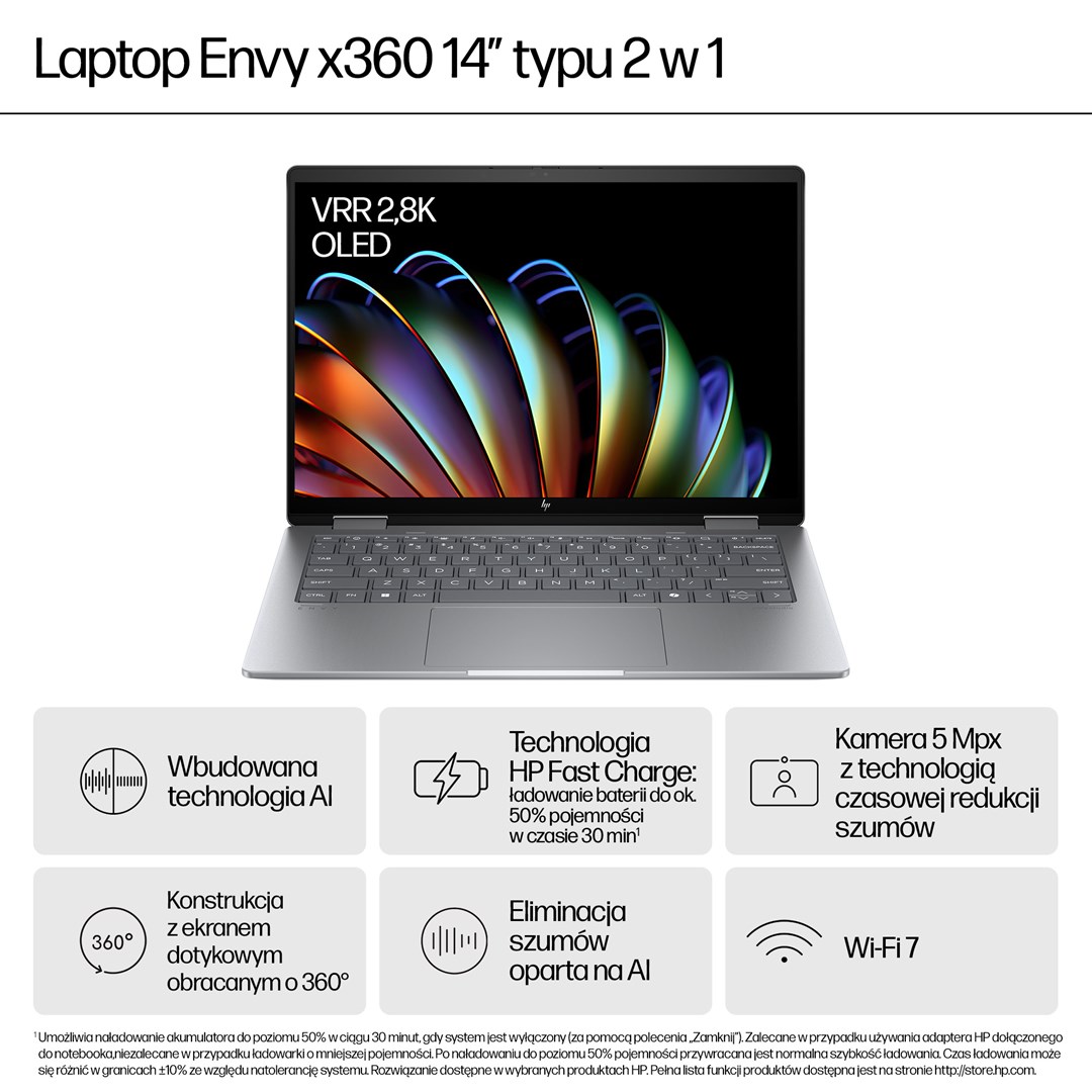 Laptop HP Envy x360 14-fa0016nw (14", WUXGA Touch 300 nits, AMD Ryzen 7 8840HS, 16GB, 512GB SSD, Radeon 780M, Windows 11) Meteor Silver – internacionalna non HR tipkovnica-4