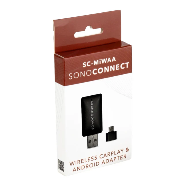 USB adapter SONOCONNECT SC-MiWAA za bežični Apple CarPlay i Android Auto (pretvara žični u bežični, USB-A/USB-C, Bluetooth, Wi-Fi)-1