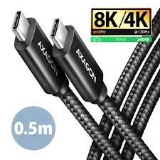 USB-C KABEL AXAGON BUCM4X-CM05AB (USB4 Gen 3x2, 40Gbps, 240W, 8K/60Hz, 0.5m, crni)
