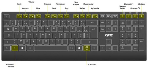 Bežična tipkovnica PORT DESIGNS 900721 (punjiva, pozadinsko osvjetljenje, AZERTY layout)-0