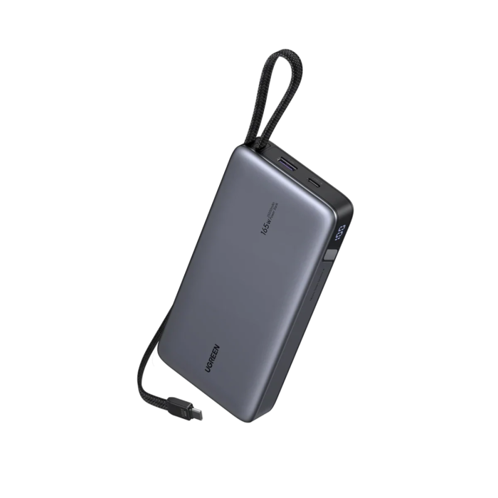 Prijenosni punjač UGREEN 15595 Power Bank 25000 mAh (165W, 2x integrirani USB-C kabel, sivi)-4