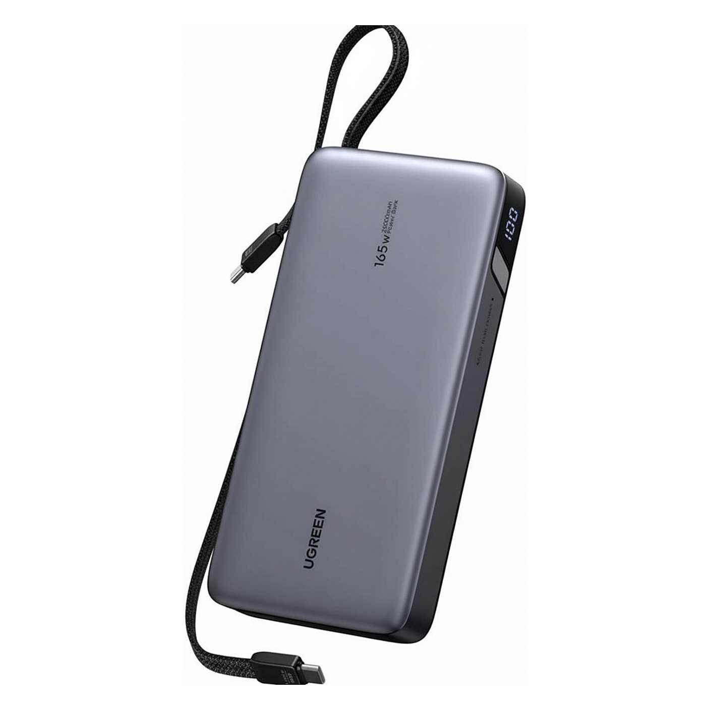 Prijenosni punjač UGREEN 15595 Power Bank 25000 mAh (165W, 2x integrirani USB-C kabel, sivi)-0