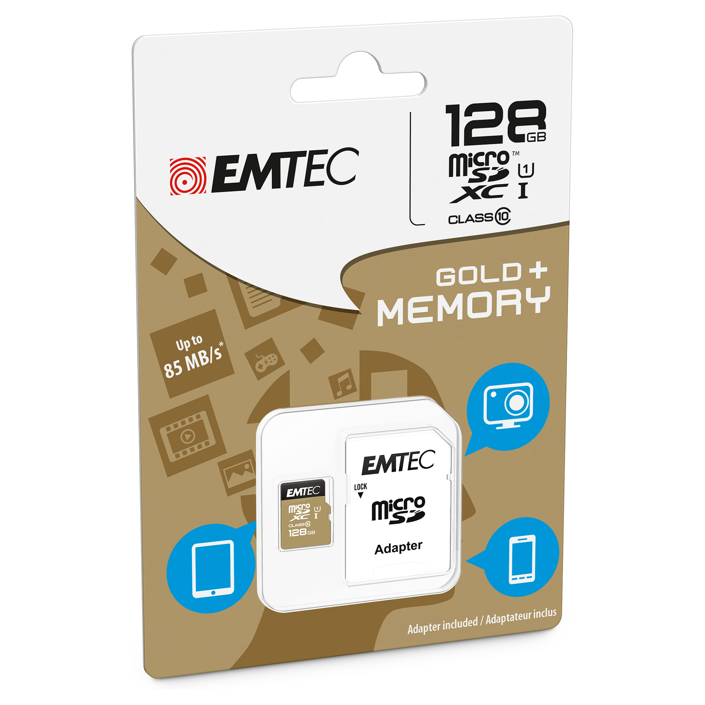 Memorijska kartica EMTEC EliteGold 128GB microSDXC (UHS-I U1, 85MB/s) + SD Adapter-1