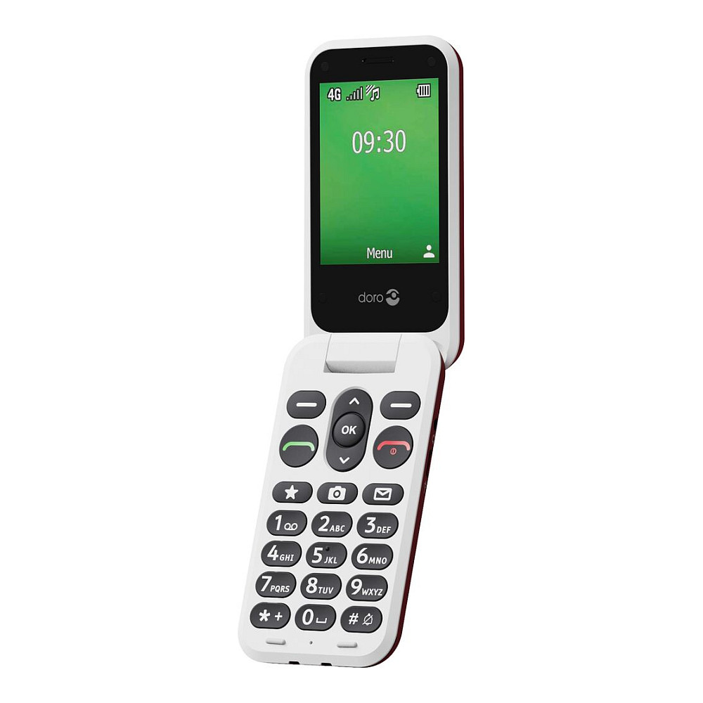Preklopni mobitel DORO Primo 418 (crveni, SOS tipka, stalak za punjenje)-1
