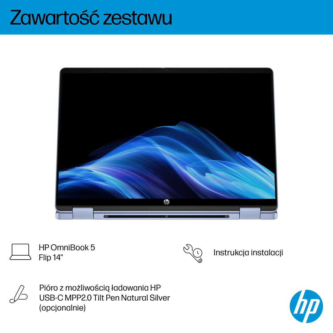 Prijenosno računalo HP OmniBook 5 Flip 14-fp0004nw (14" 2K Touch, Core 5 120U, 16GB RAM, 512GB SSD, Intel Graphics, Win11) Blue Sky - non-HR tipkovnica-15