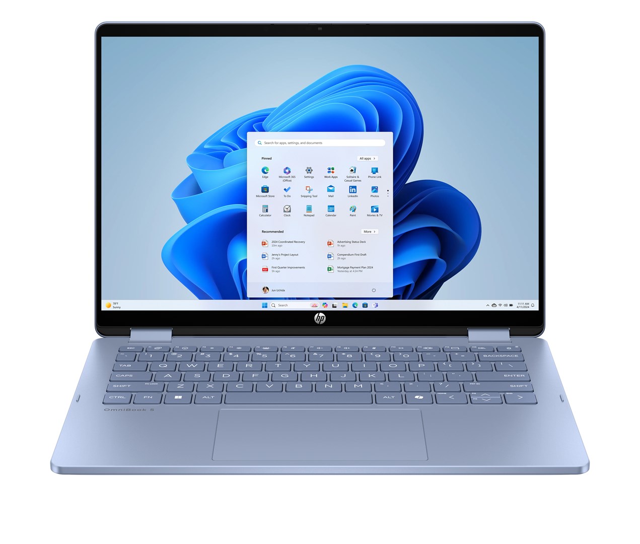 Prijenosno računalo HP OmniBook 5 Flip 14-fp0004nw (14" 2K Touch, Core 5 120U, 16GB RAM, 512GB SSD, Intel Graphics, Win11) Blue Sky - non-HR tipkovnica