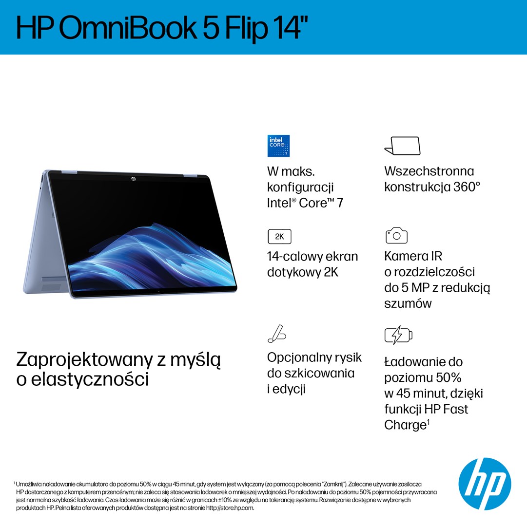 Prijenosno računalo HP OmniBook 5 Flip 14-fp0004nw (14" 2K Touch, Core 5 120U, 16GB RAM, 512GB SSD, Intel Graphics, Win11) Blue Sky - non-HR tipkovnica-7