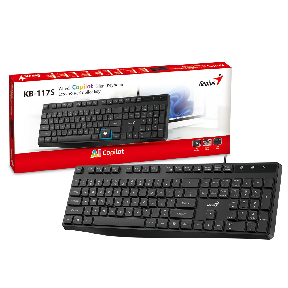 Genius KB-117S, žična tipkovnica, silent, USB-0