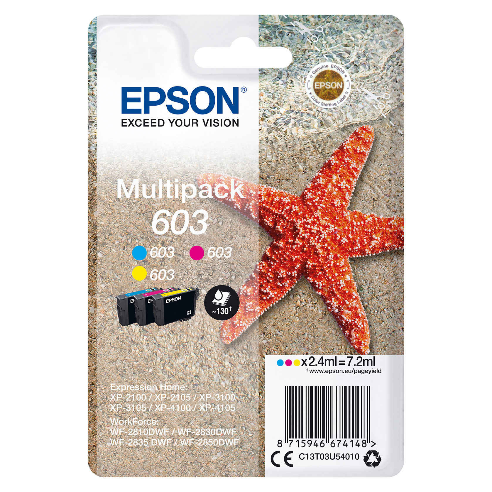 Tinta EPSON 603 Colour Multipack (C13T03U54020)
