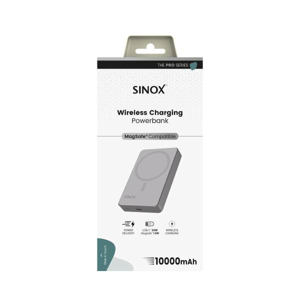 Power bank SINOX Pro SXP9100 Wireless Magsafe 10000 mAh, siva-2