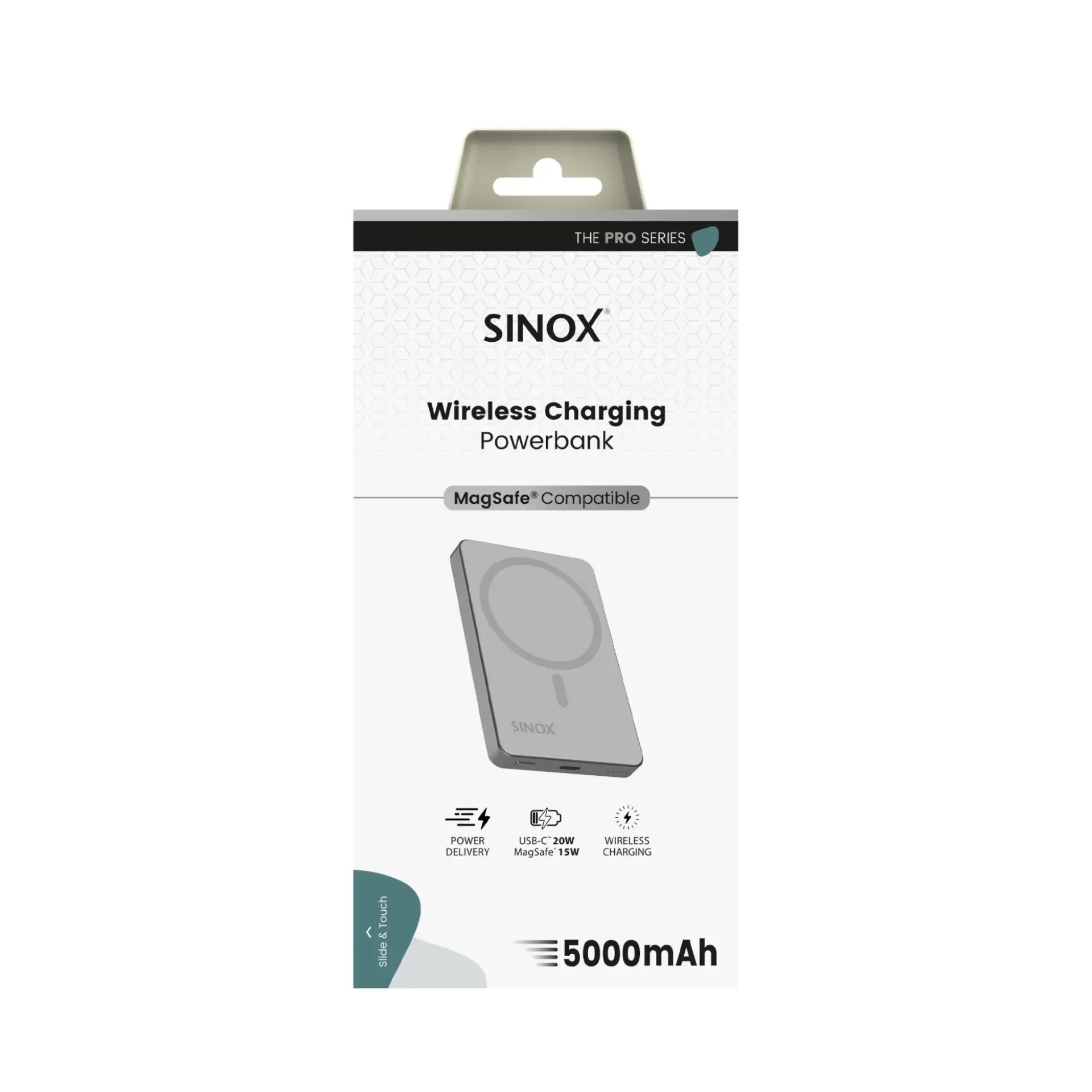Power bank SINOX Pro SXP9050 Wireless Magsafe 5000 mAh, siva-1