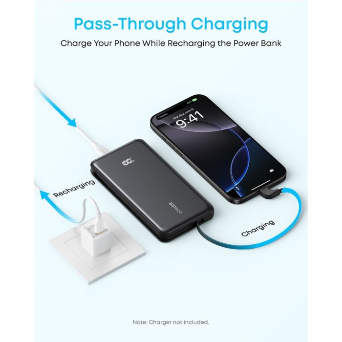 Prijenosna baterija ANKER Zolo Power Bank 10000 mAh (22.5W, ugrađeni USB-C kabel) crna-3
