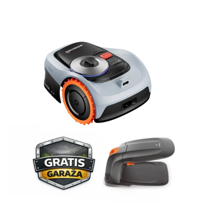Robotska kosilica SEGWAY Navimow i220E Lidar Pro (do 2000 m², AWD, širina košnje 22 cm, Wi-Fi, Bluetooth, 4G, siva boja) + POKLON garaža za kosilicu-0