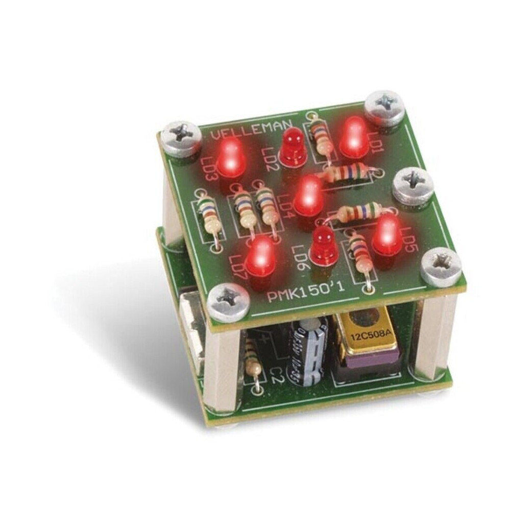 Edukacijski set za lemljenje VELLEMAN WSG150 Digitalna Kockica (Aktivacija trešnjom, 7 LED dioda, STEM projekt)