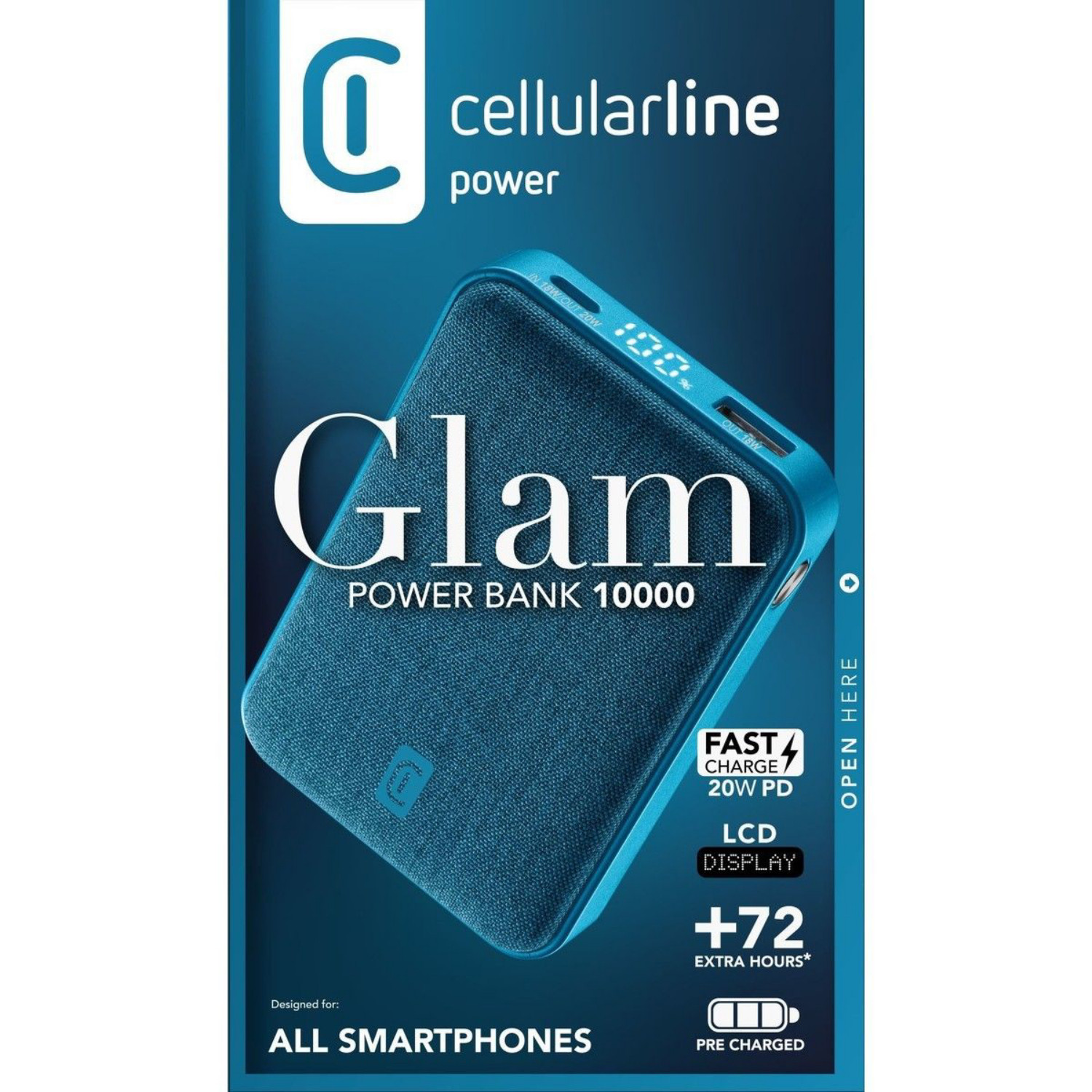 Baterija prijenosna CELLULARLINE, 10 000 mAh, Glam, plava-2