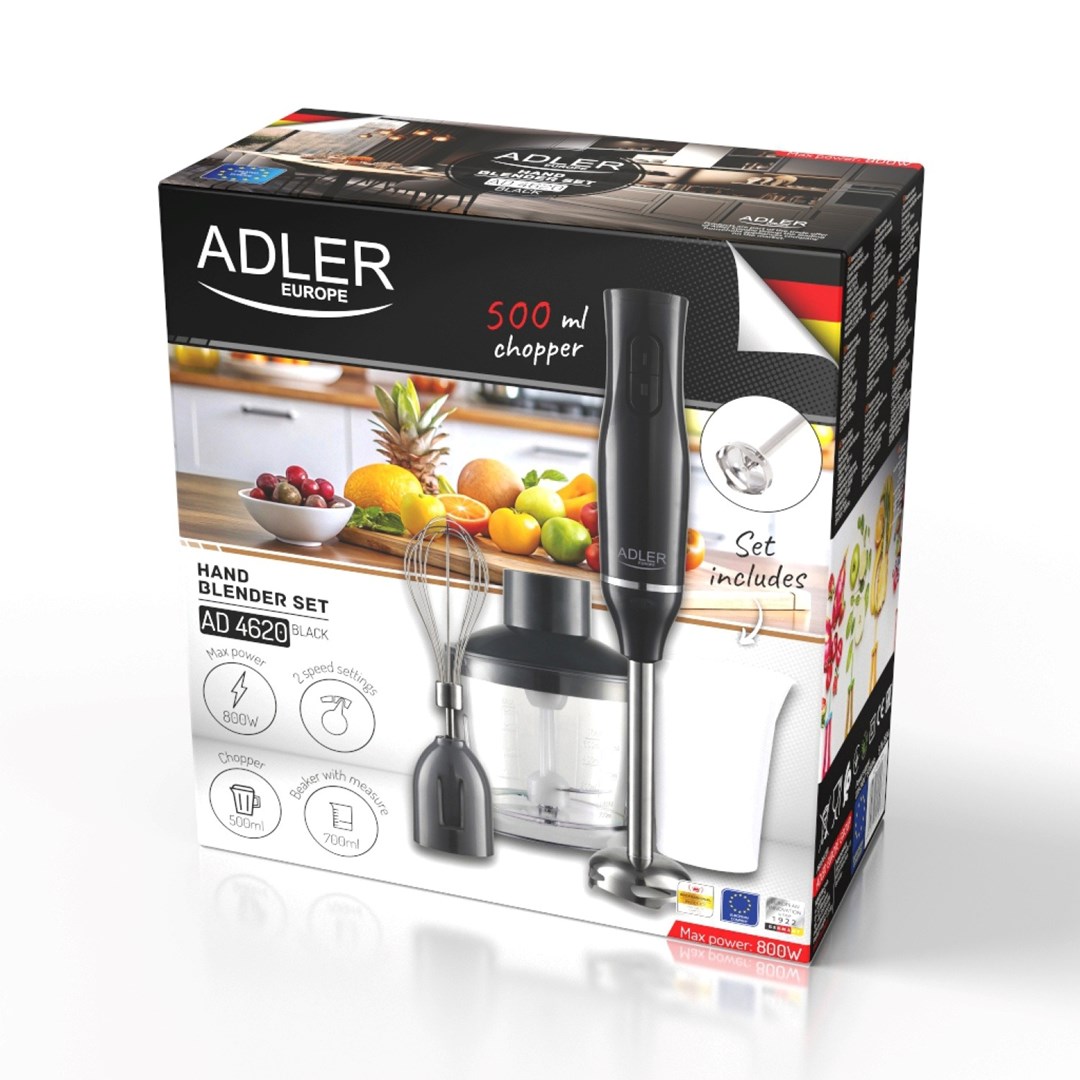 Štapni mikser ADLER AD 4620b (800W, sjeckalica, pjenjača, posuda) crni-11