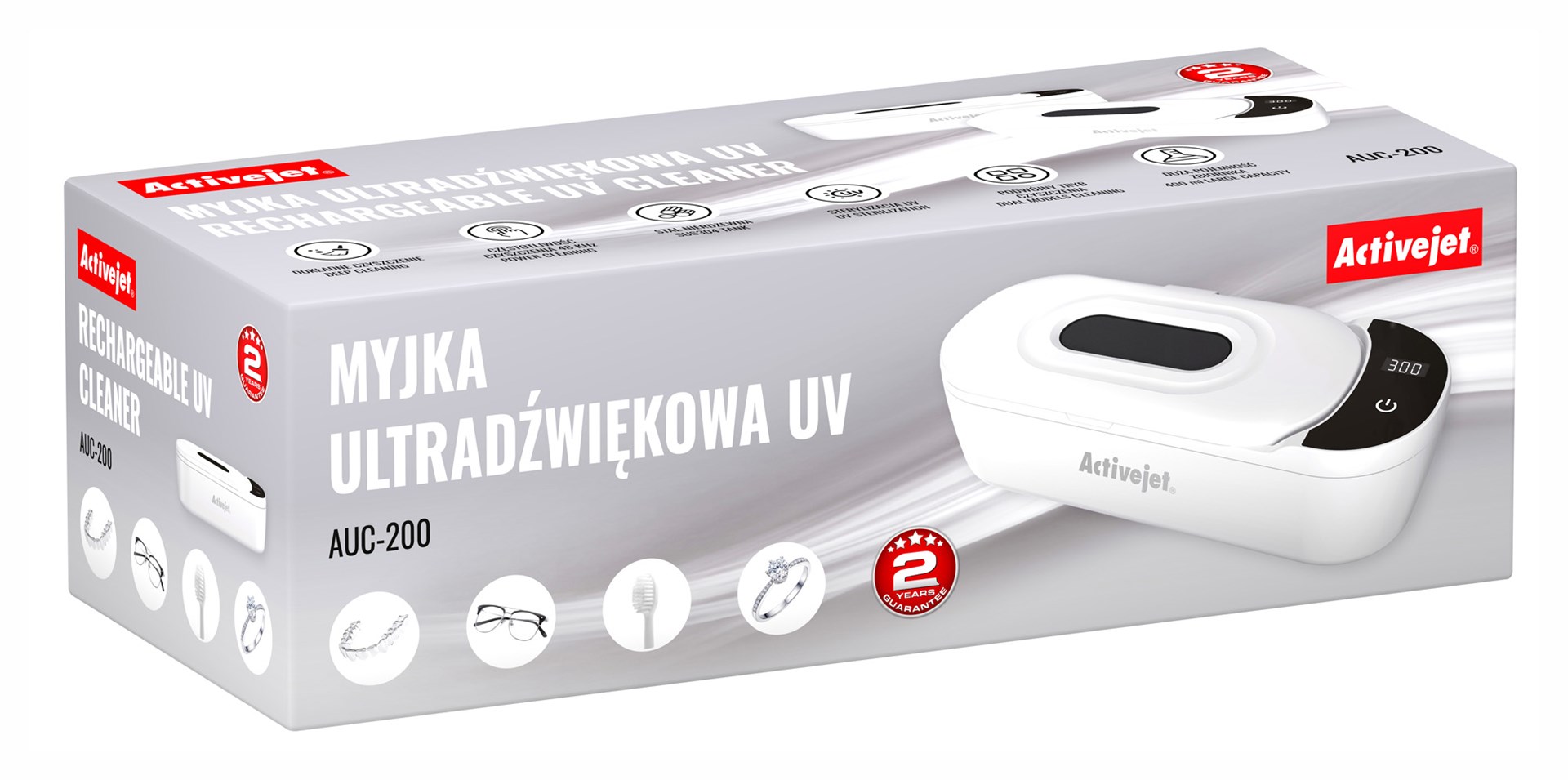 Ultrazvučni čistač ACTIVEJET AUC-200 (600 ml, 35W, UV-C sterilizacija) bijeli-10