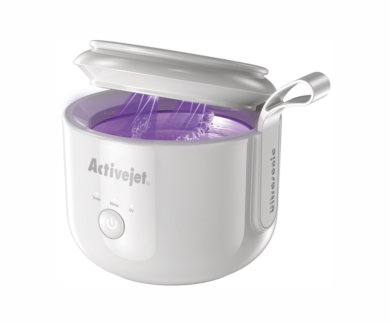 Ultrazvučni čistač ACTIVEJET AUC-198 (UV-C sterilizacija, 45kHz, USB punjivi) bijeli