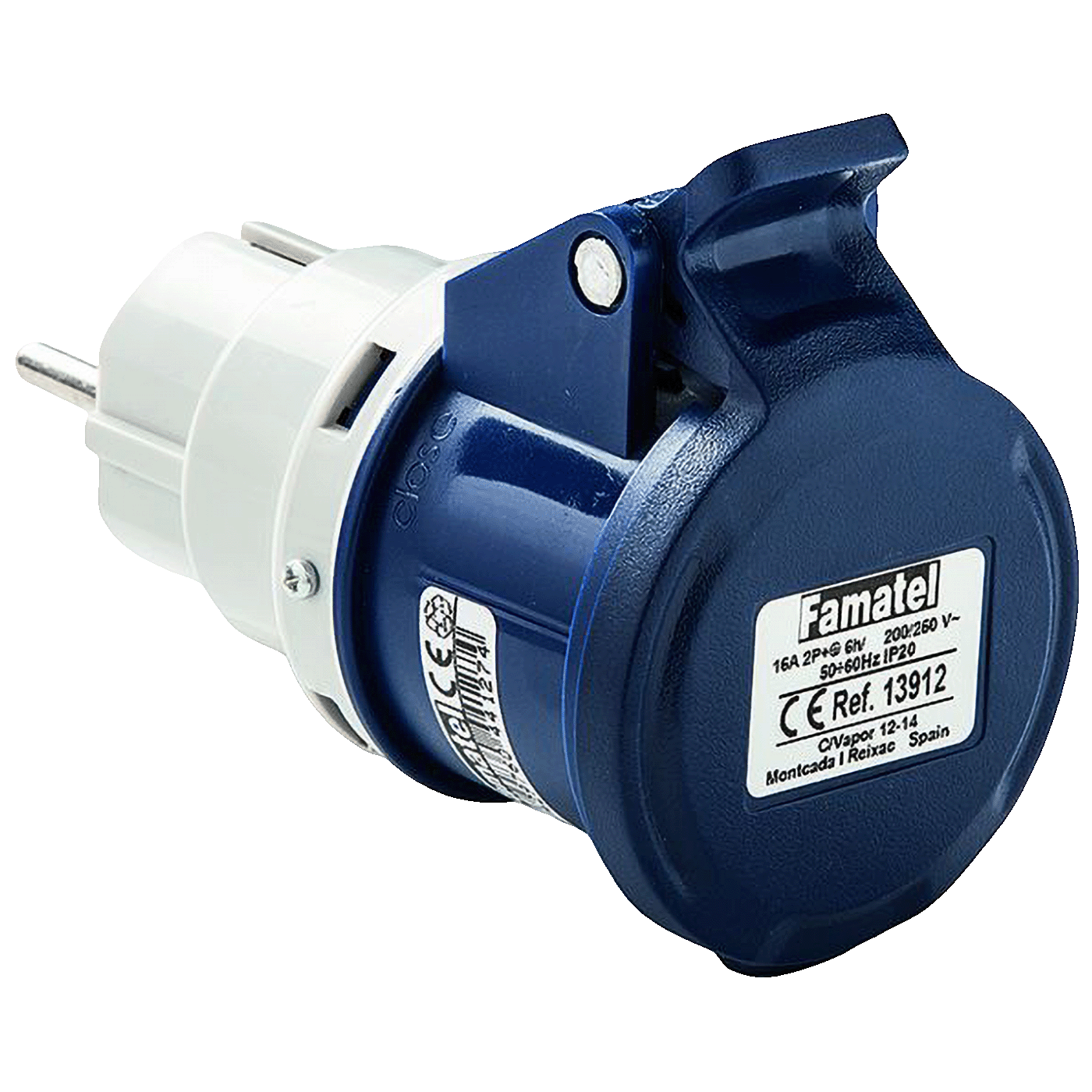 Industrijski adapter FAMATEL 13912 (Schuko utikač na CEE utičnicu, 16A, 250V, IP20)