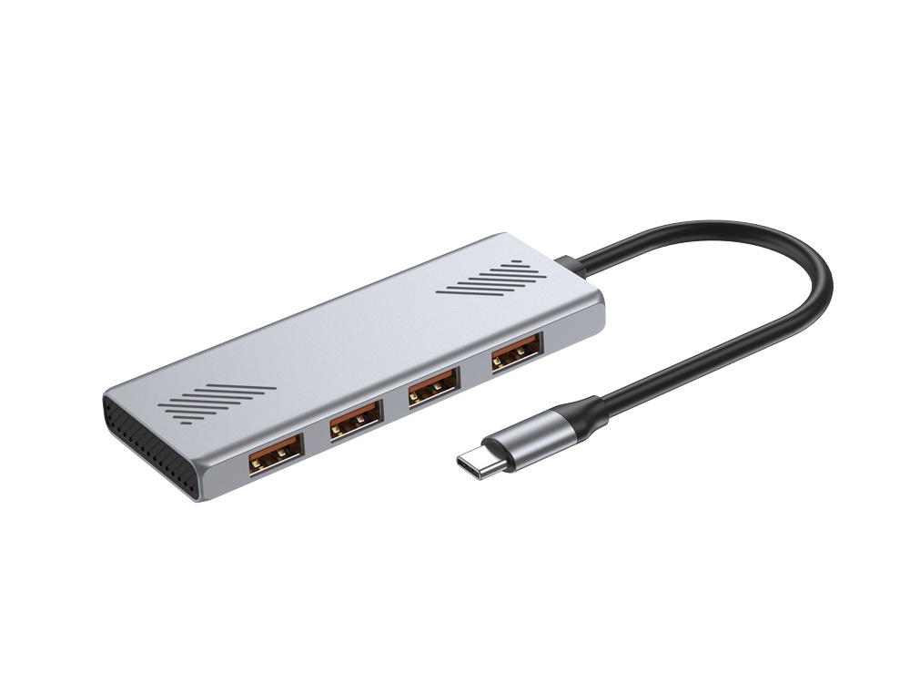 USB-C Hub GEMBIRD A-CM-HU3G2-01, 4-portni, USB 3.2 Gen 2, 10 Gbps, sivi-0