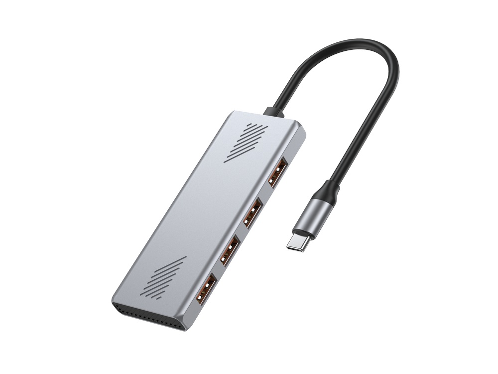 USB-C Hub GEMBIRD A-CM-HU3G2-01, 4-portni, USB 3.2 Gen 2, 10 Gbps, sivi-1