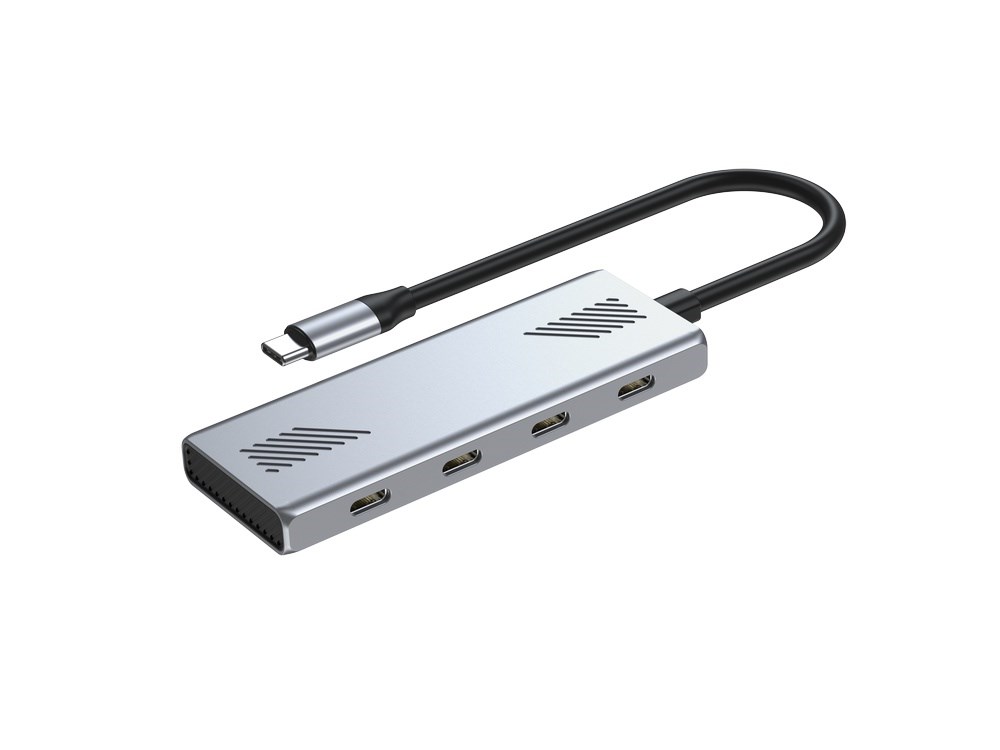 USB-C Multiport Hub GEMBIRD A-CM-COMBO6-01, 4K@60Hz HDMI, 2x USB-A, 1x USB-C 10Gbps, 100W PD, sivi-1