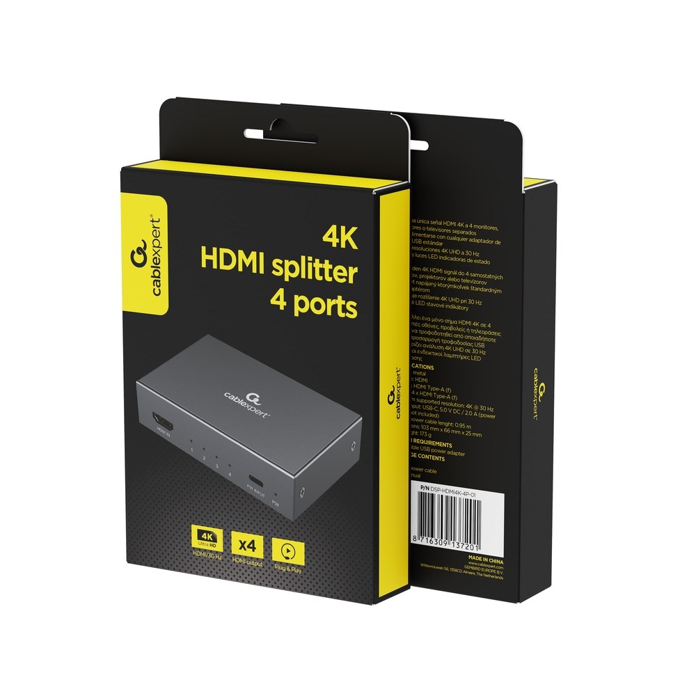 HDMI splitter GEMBIRD DSP-4PH4S-001, 4-portni, 4K-2