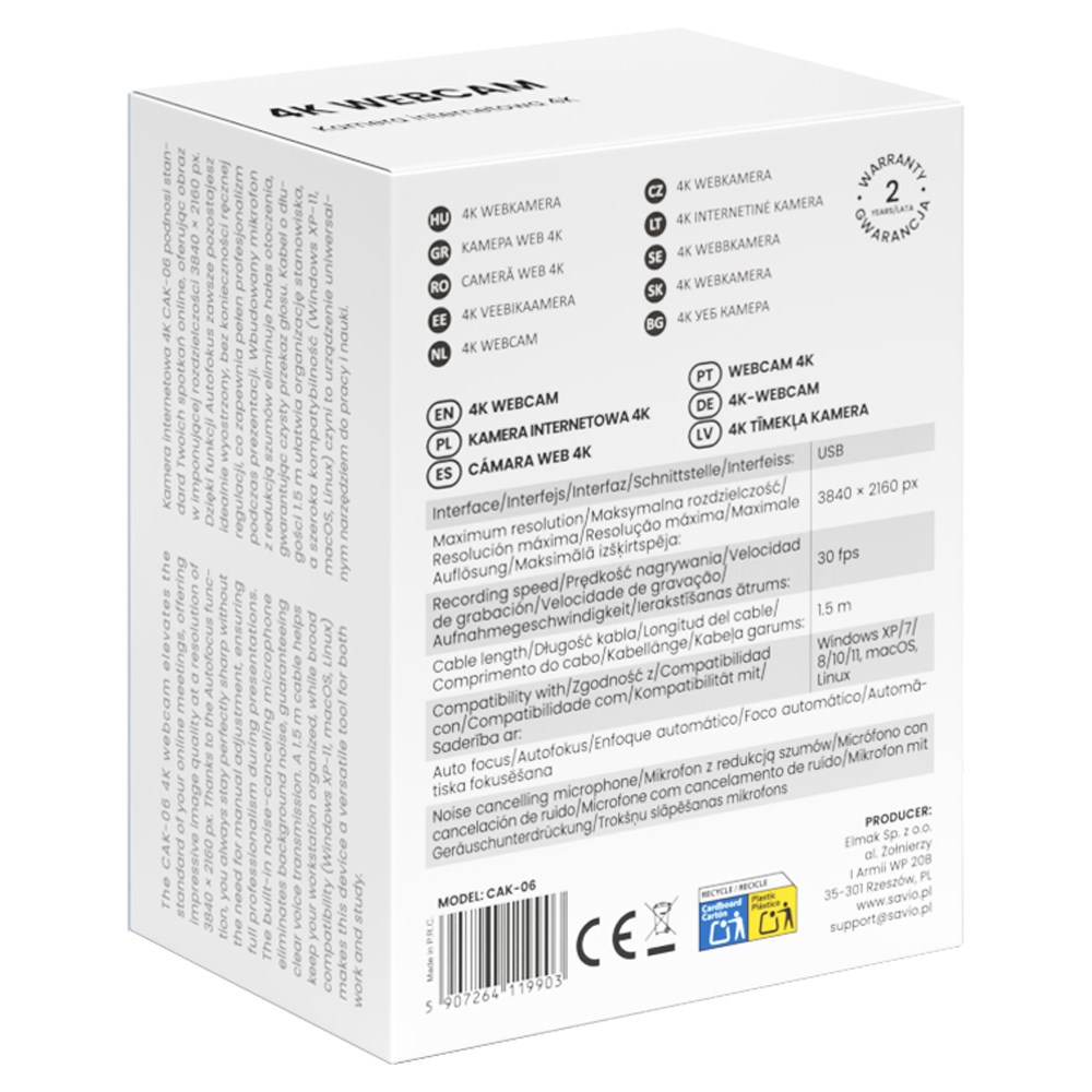 Web kamera SAVIO CAK-06 (4K UHD 3840x2160, Autofokus, Ugrađen mikrofon, USB)-5