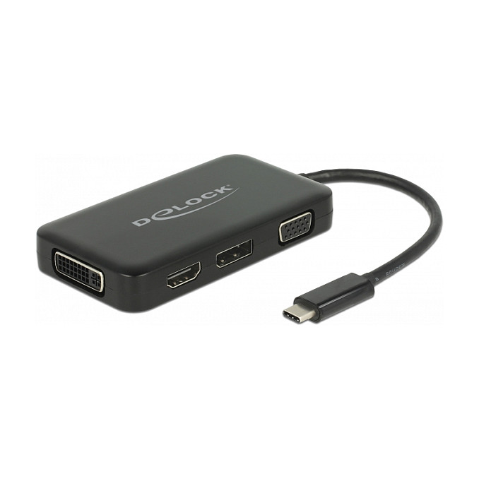USB-C adapter DELOCK 63929 4-u-1 (USB-C na HDMI/VGA/DVI/DP, 4K)