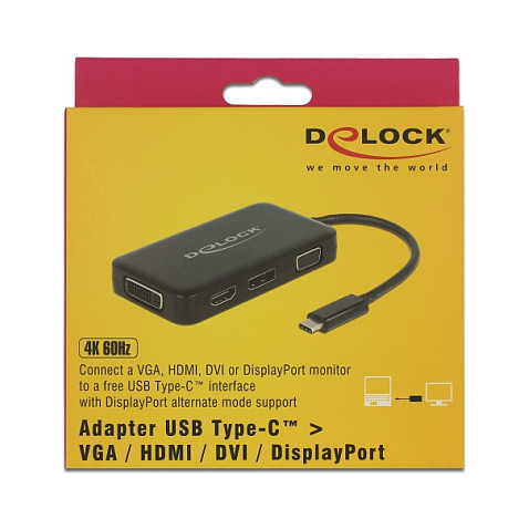USB-C adapter DELOCK 63929 4-u-1 (USB-C na HDMI/VGA/DVI/DP, 4K)-2
