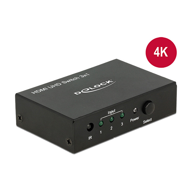 KVM preklopnik DELOCK 18683 (2x1, 4K 60Hz, USB, Audio)