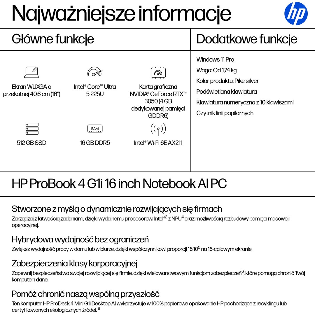 Laptop HP ProBook 460 G11 (16" WUXGA, Intel Core Ultra 5 125U, 16 GB, 512 GB SSD, Intel Arc)-3