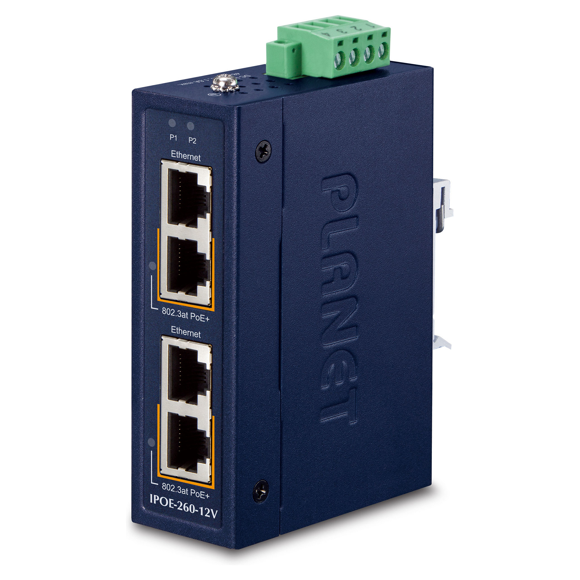 PoE++ Extender / Spliter PLANET IPOE-173S (1-port, 802.3bt, 95W, IP30, -40~75°C)