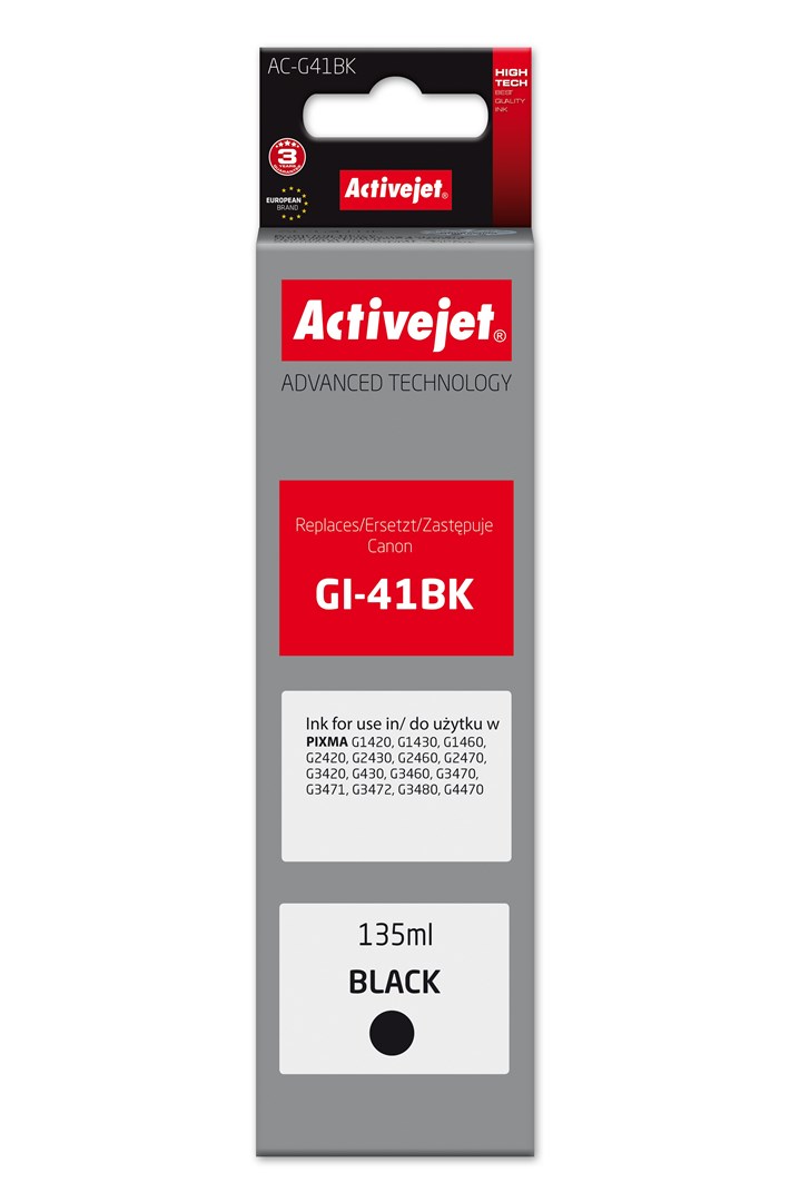 Tinta ACTIVEJET AC-G41Bk (zamjenska za Canon GI-41BK, 135 ml, crna)