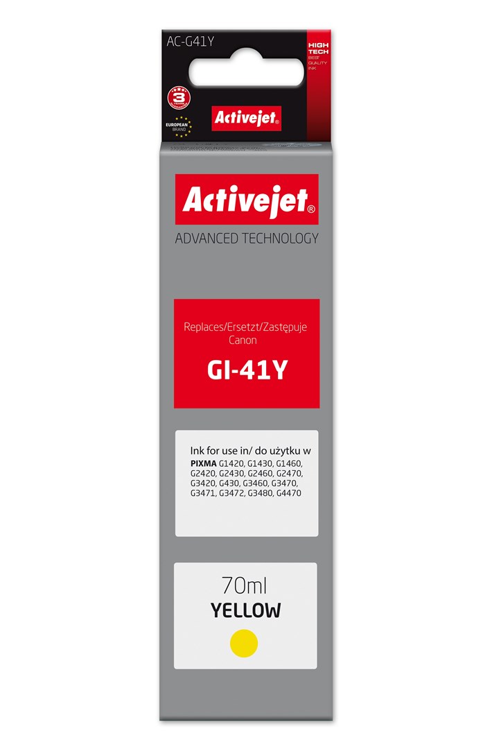 Tinta ACTIVEJET AC-G41Y zamjenska za Canon GI-41Y (70 ml, žuta)