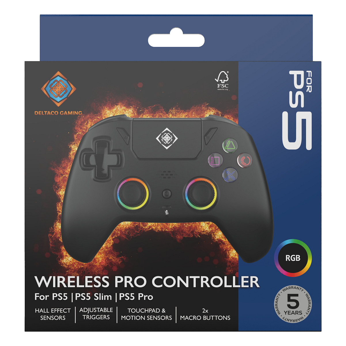 Bežični kontroler DELTACO GAM-150-B (za PS5/PS4/PC, RGB, Hall-Effect, Bluetooth/2.4GHz)-10