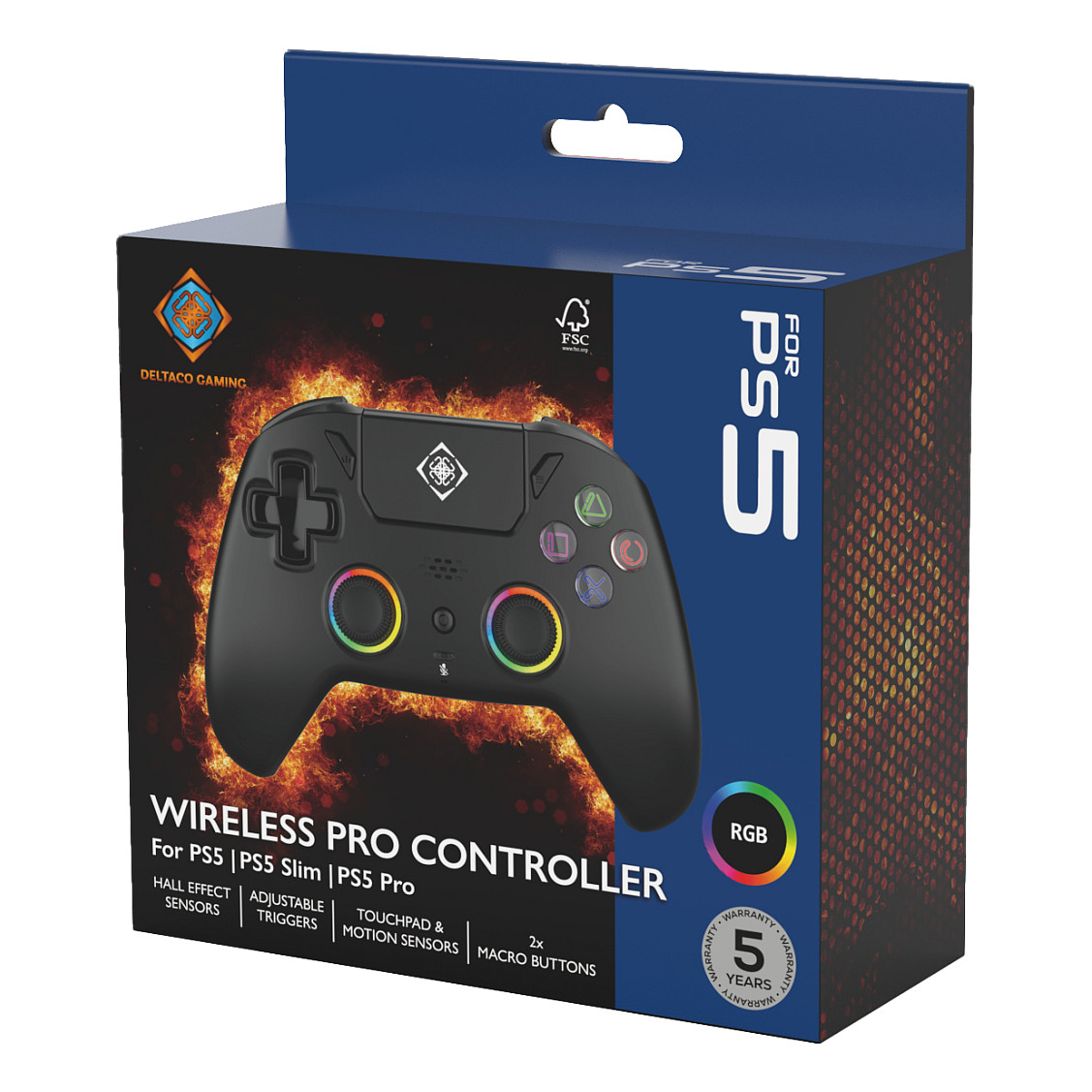 Bežični kontroler DELTACO GAM-150-B (za PS5/PS4/PC, RGB, Hall-Effect, Bluetooth/2.4GHz)-11