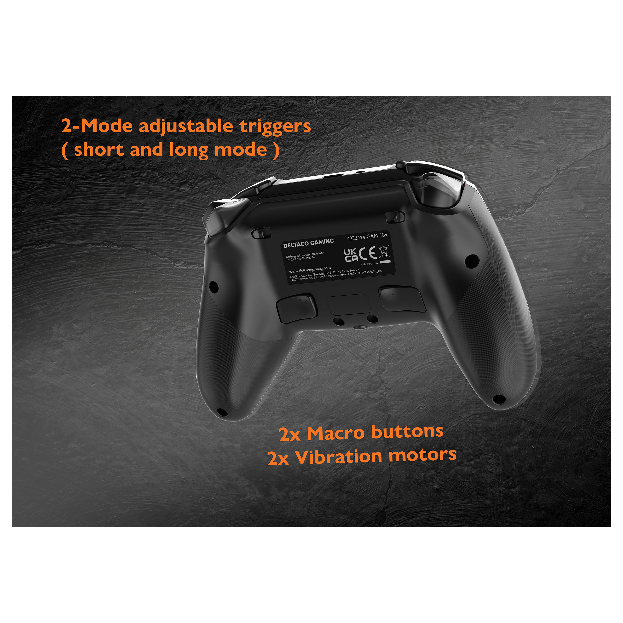 Bežični kontroler DELTACO GAM-150-B (za PS5/PS4/PC, RGB, Hall-Effect, Bluetooth/2.4GHz)-9