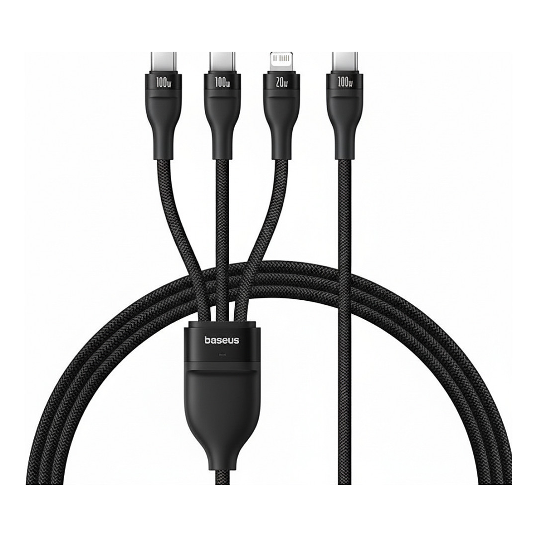 Baseus Rapid Series 3-u-1 kabel USB-A na Micro USB / Lightning / USB-C (3.5A, 1.5m, prijenos podataka) Crni