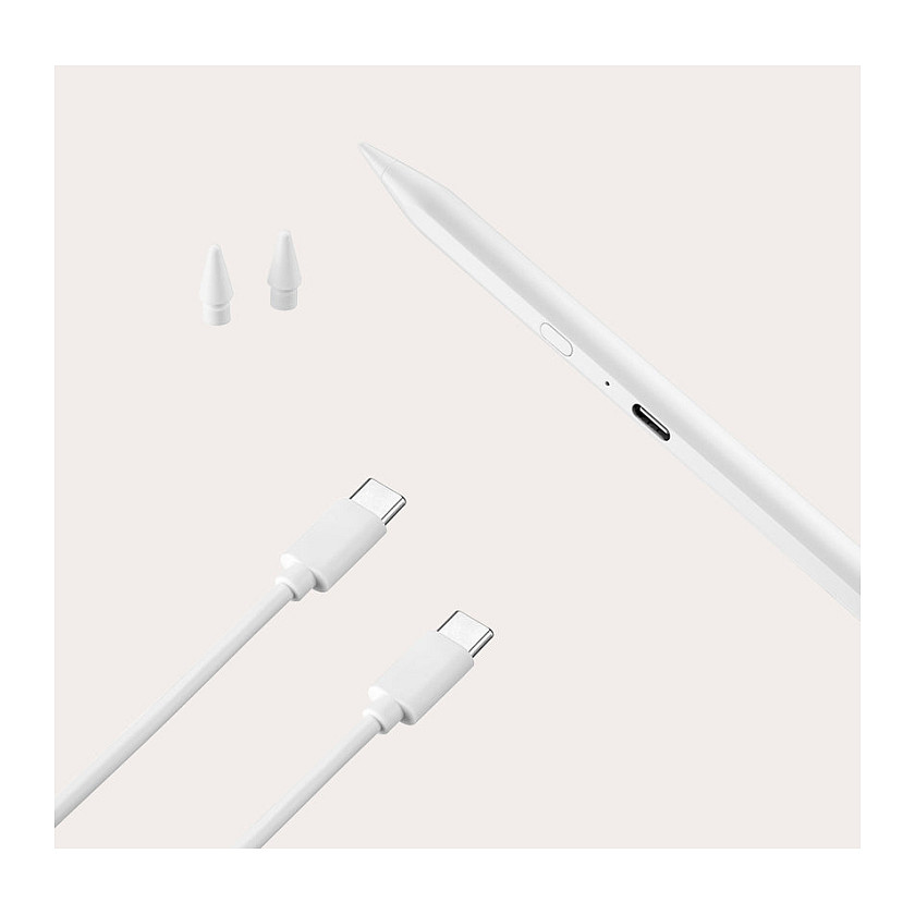 Stylus olovka TUCANO Pencil 3 (za Apple iPad od 2018., Palm Rejection, magnetsko pričvršćivanje, USB-C) bijela-1