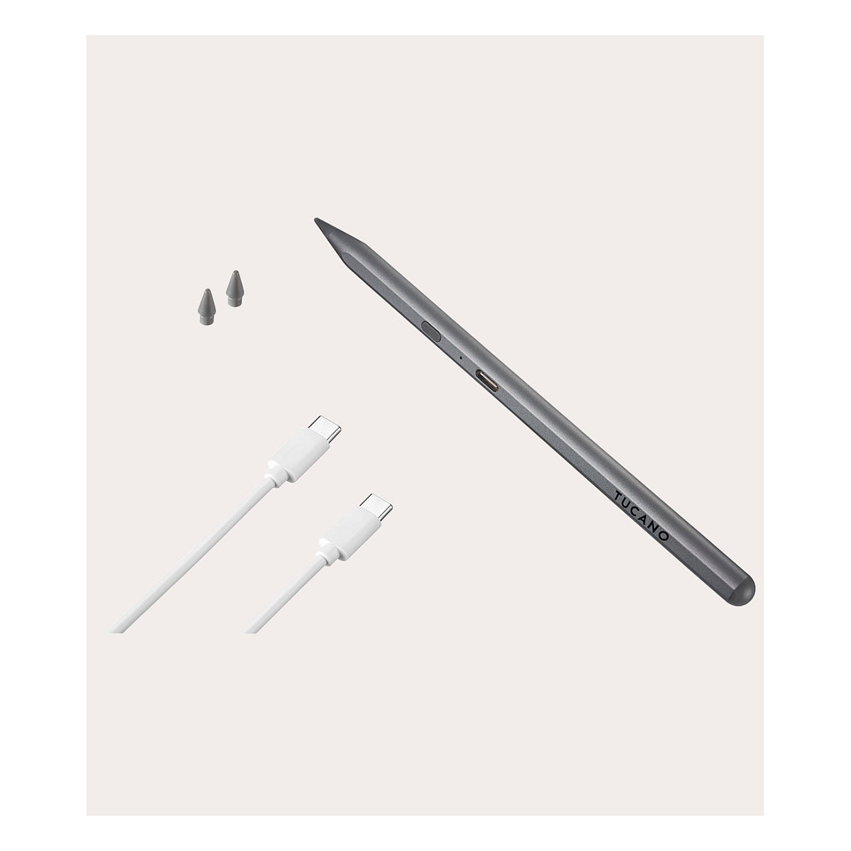 Stylus olovka TUCANO Utility 3 za Apple iPad (magnetsko pričvršćivanje, USB-C) srebrna-1