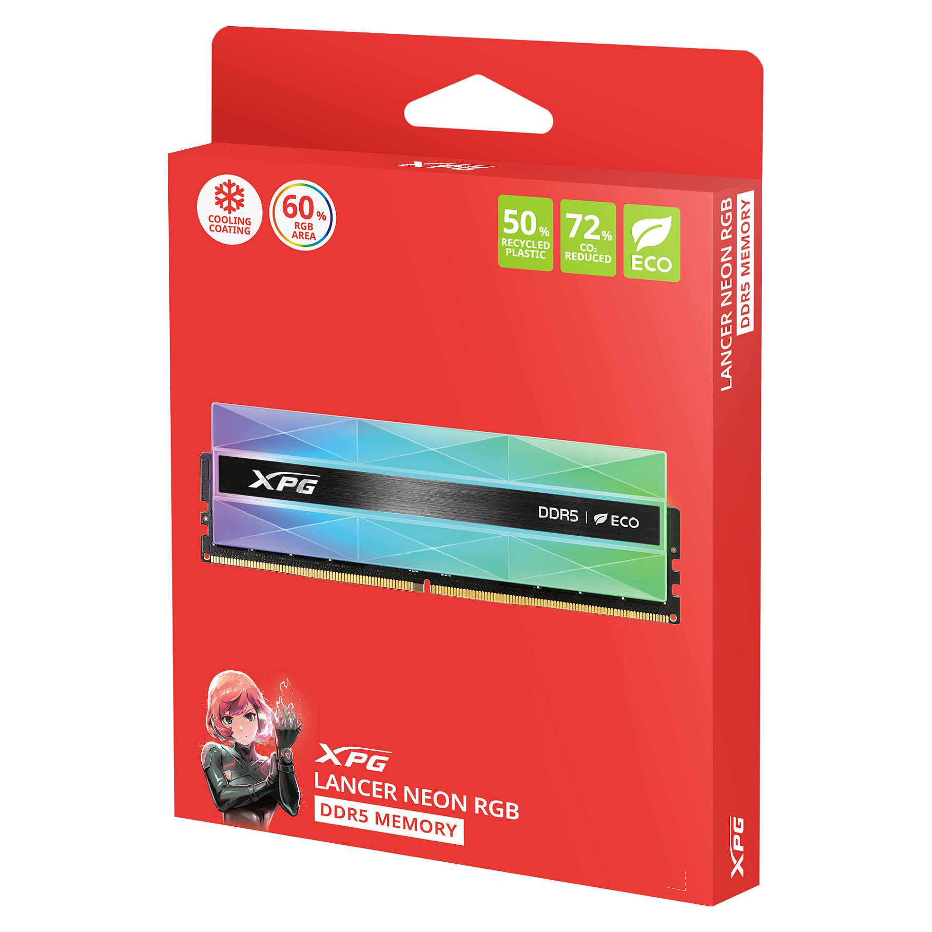 RAM memorija ADATA XPG LANCER NEON RGB 32GB (2x16GB) DDR5 6400MHz CL32 (AX5U6400C3216G-DCLANBK)-5