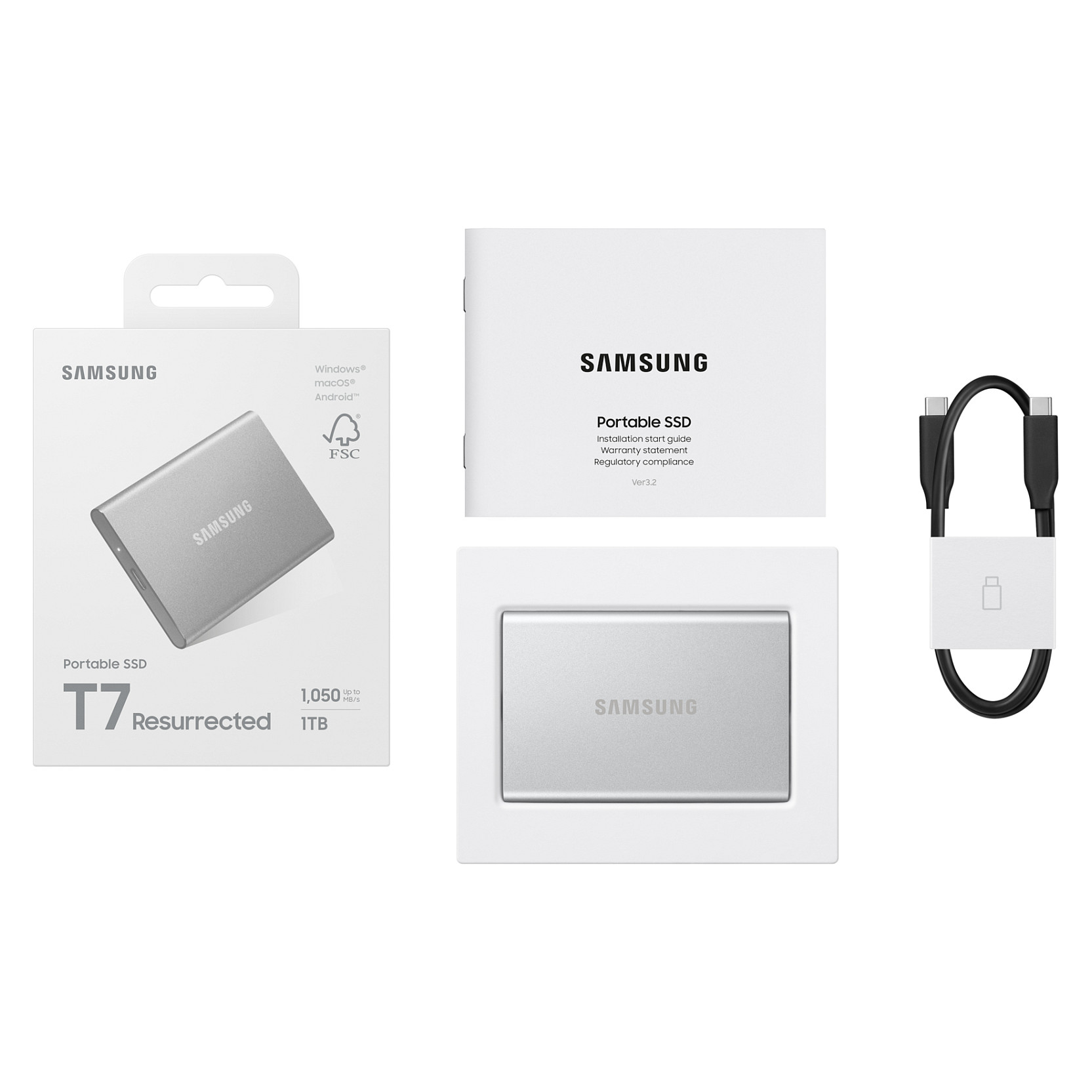 Prijenosni SSD disk SAMSUNG T7 1TB USB-C 3.2 Gen 2 Srebrni-3