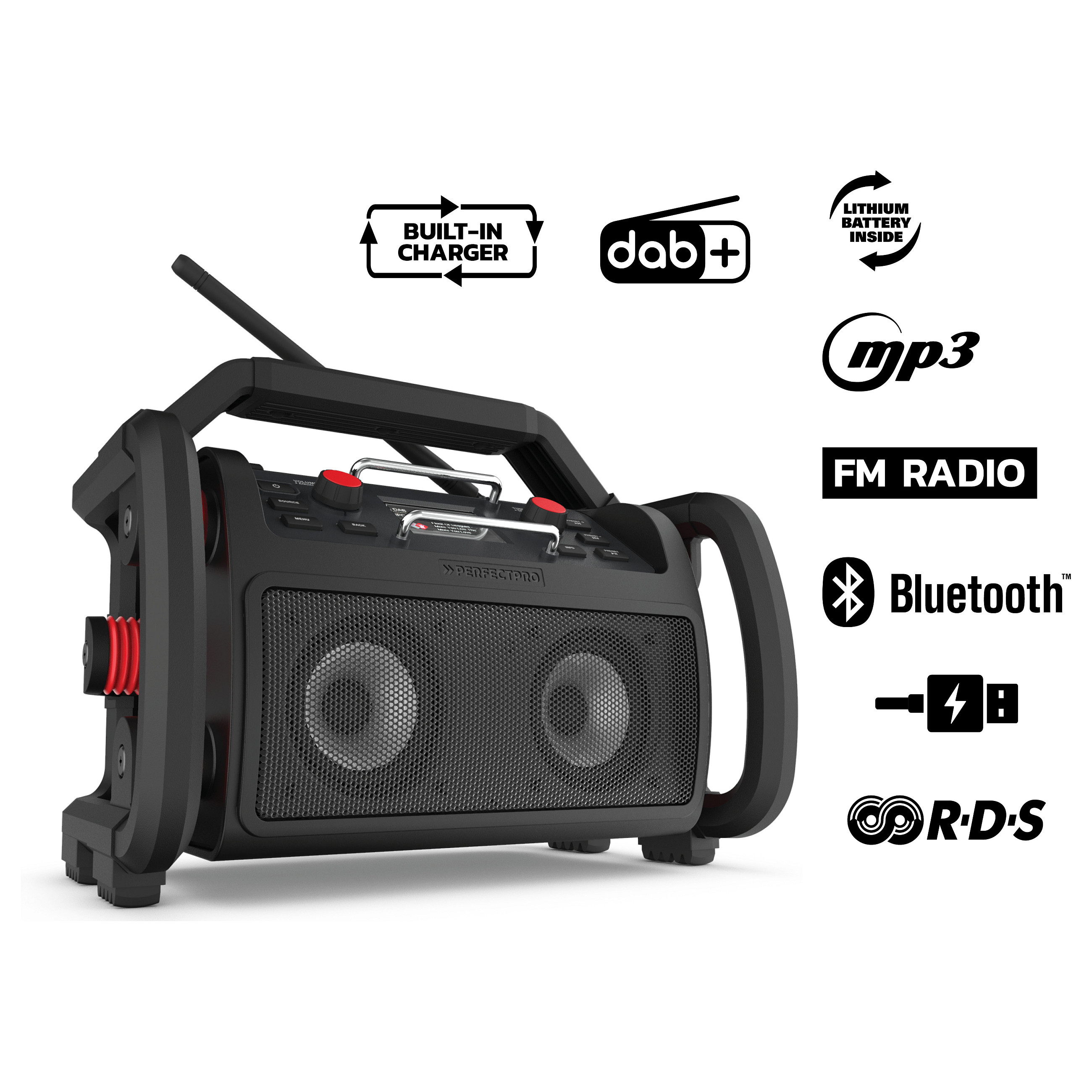 Radio prijemnik za gradilište PERFECTPRO ROCKPRO (DAB+, FM, Bluetooth, IP65)-2