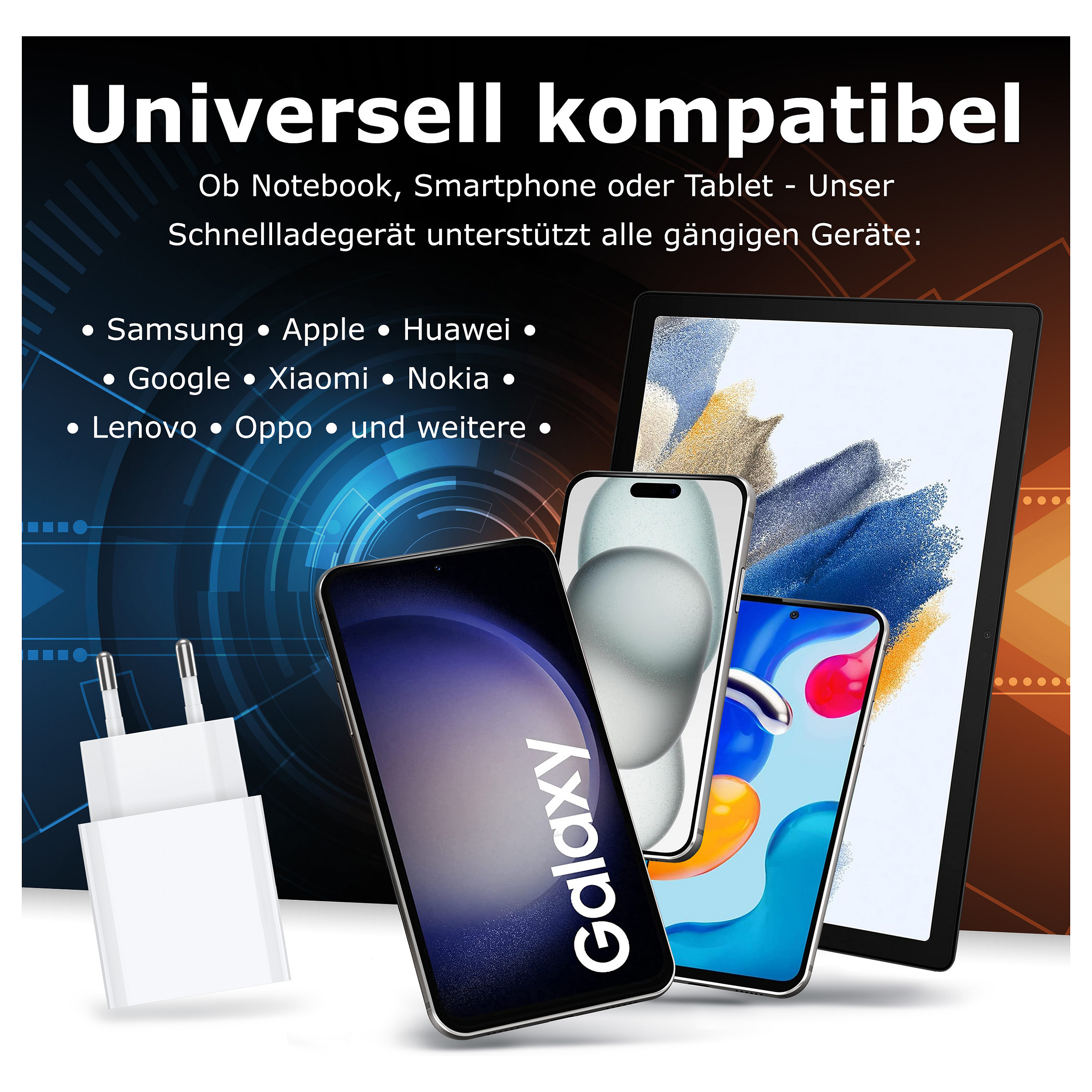 Strujni punjač PEDEA 30W (USB-C PD, USB-A QC 3.0) bijeli-2