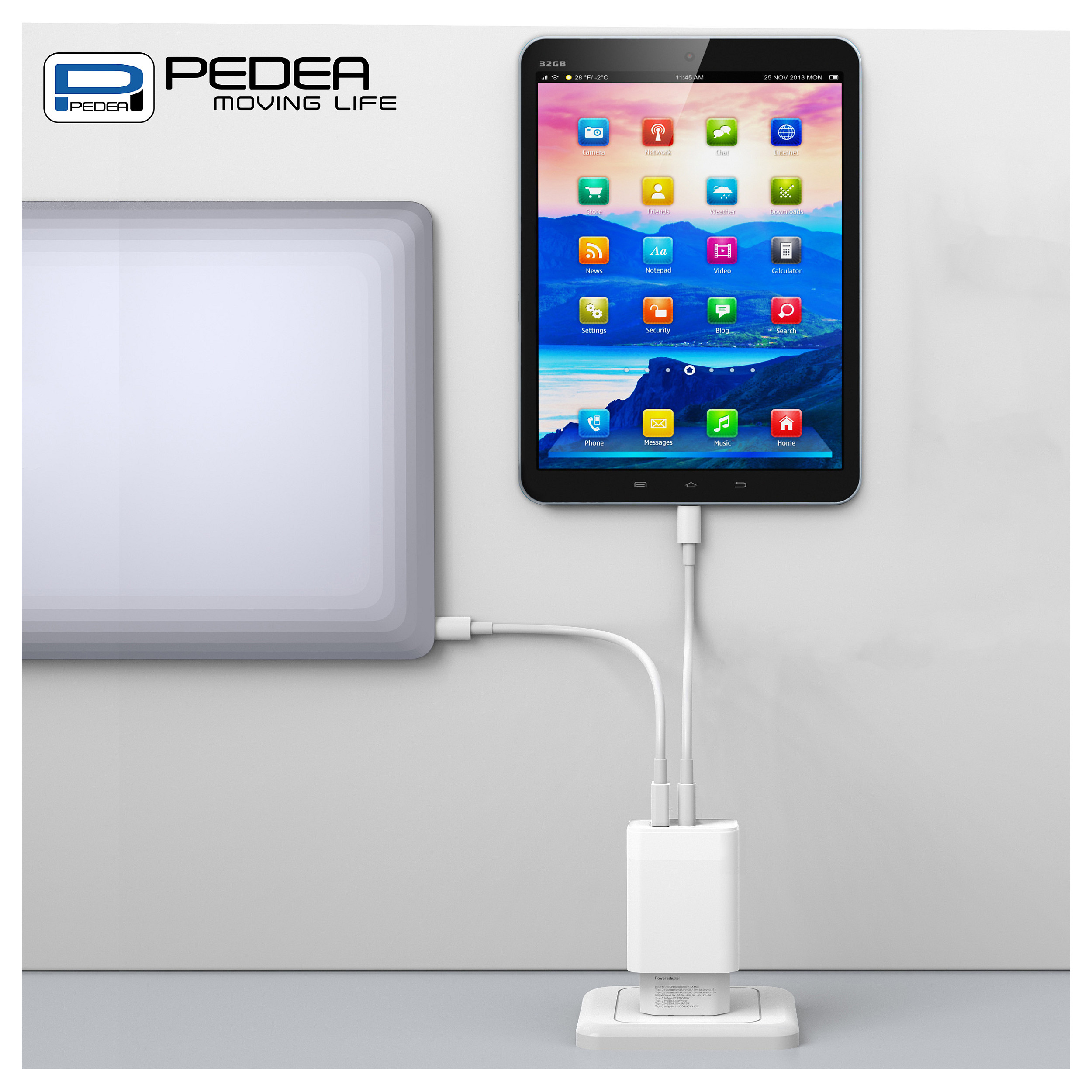Strujni punjač PEDEA 30W (USB-C PD, USB-A QC 3.0) bijeli-4