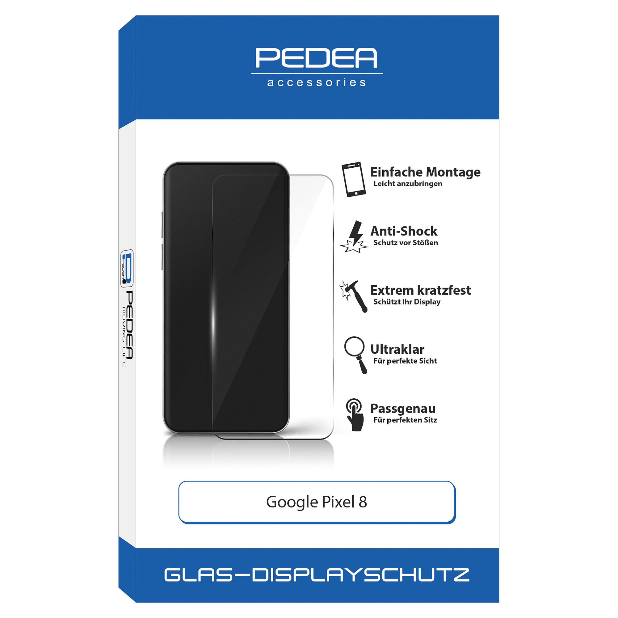 Zaštitno staklo PEDEA za Google Pixel 8 (9H, Full Screen, Anti-Fingerprint)-0