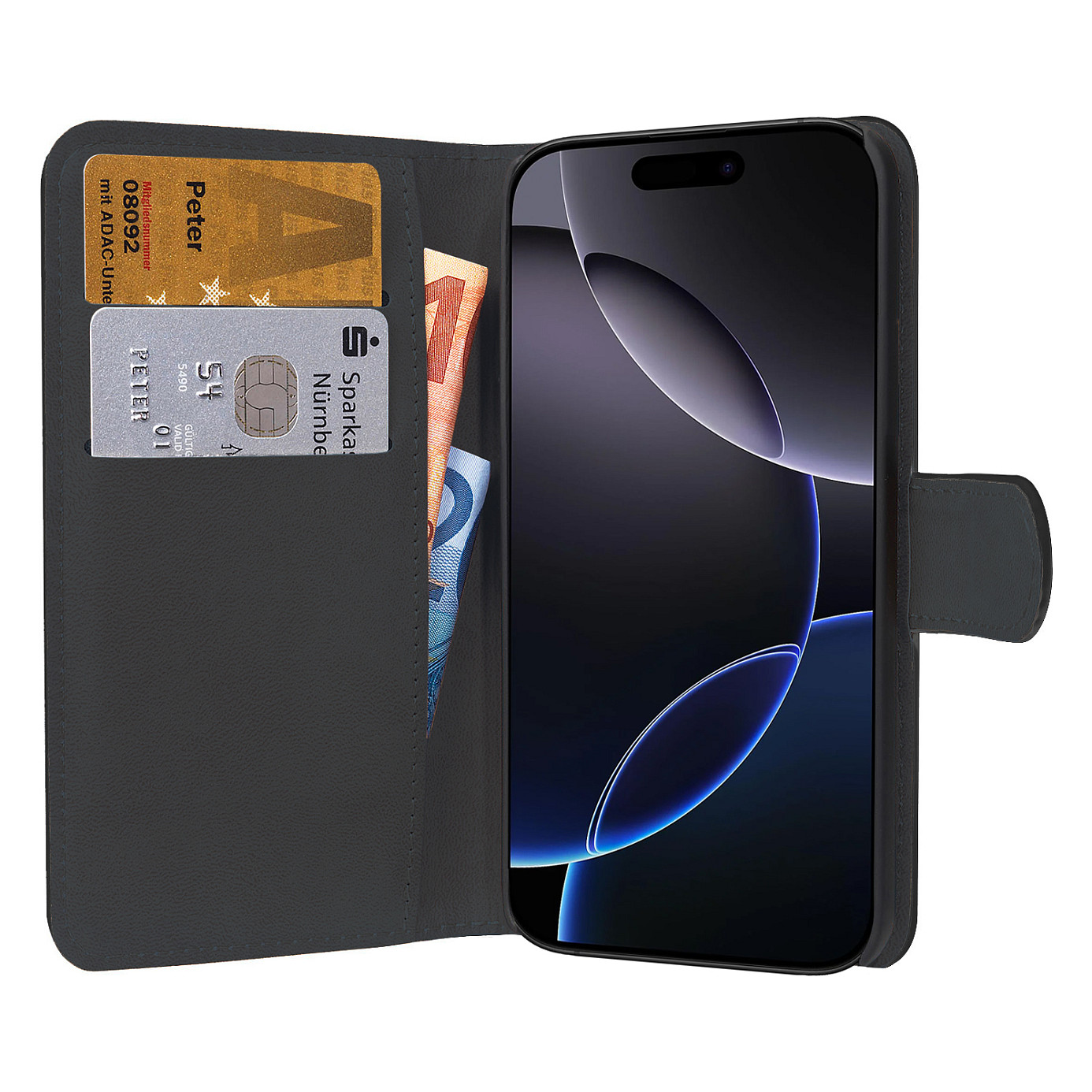 Preklopna torbica PEDEA Classic za APPLE iPhone 16 Pro Max (umjetna koža, magnetsko zatvaranje, stalak) crna-0