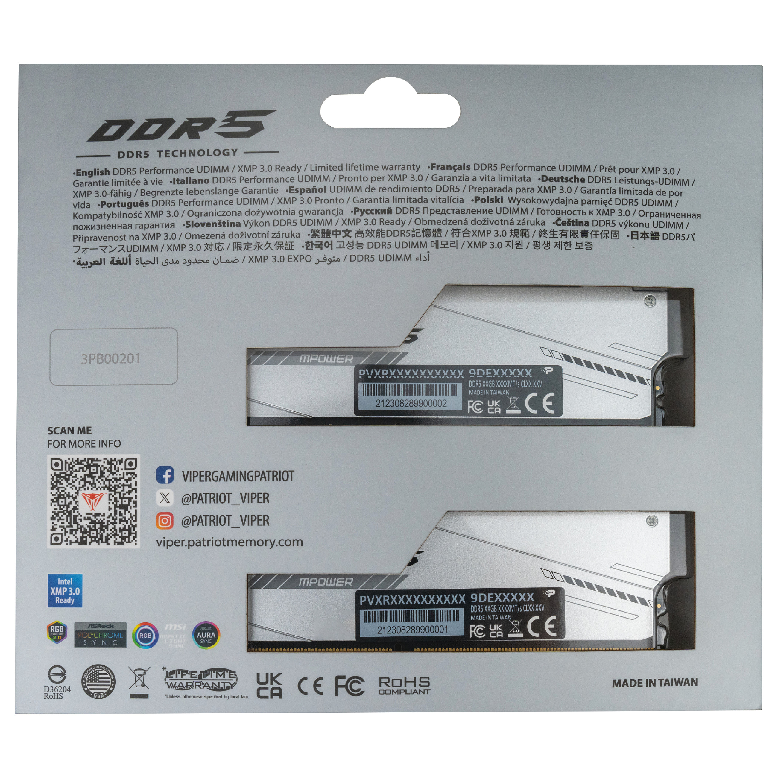 Memorija za računalo PATRIOT Viper Xtreme 5 RGB 48GB (2x24GB) DDR5 8000MHz CL38-3